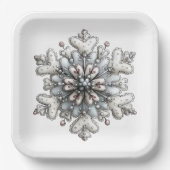 WHITE AND SILVER CHRISTMAS WINTER SNOWFLAKES PAPPTELLER (Vorderseite)