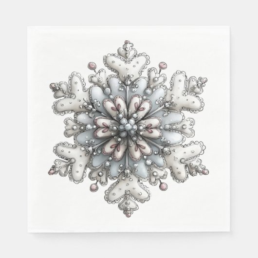 WHITE AND SILVER HOLIDAY WINTER SNOWFLAKES SERVIETTE (Vorderseite)
