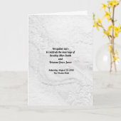 White and Silver Lace and Pearls on Satin Program Karte (Gelbe Blume)