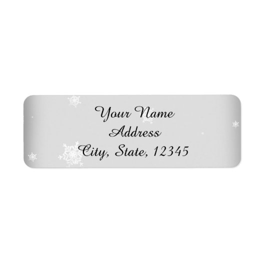 White and Silver Snowflake Wedding Label (Vorne)