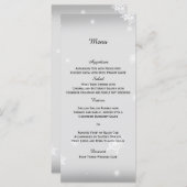 White and Silver Snowflake Wedding Menu Menükarte (Vorne/Hinten)