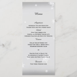 White and Silver Snowflake Wedding Menu Menükarte