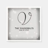 White and Silver Snowflake Wedding Napkins Serviette (Vorderseite)