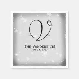 White and Silver Snowflake Wedding Napkins Serviette