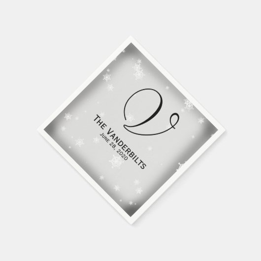 White and Silver Snowflake Wedding Napkins Serviette (Ecke)