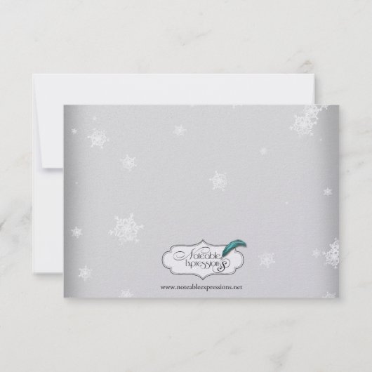 White and Silver Snowflake Wedding Response Card RSVP Karte (Rückseite)