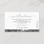 White and Silver Sparkle Glitzer Diamonds Stilvoll Visitenkarte (Rückseite)