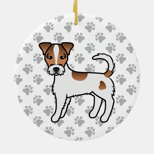 White and Tan Rough Coat Parson Russell Terrier Keramik Ornament (Hinten)