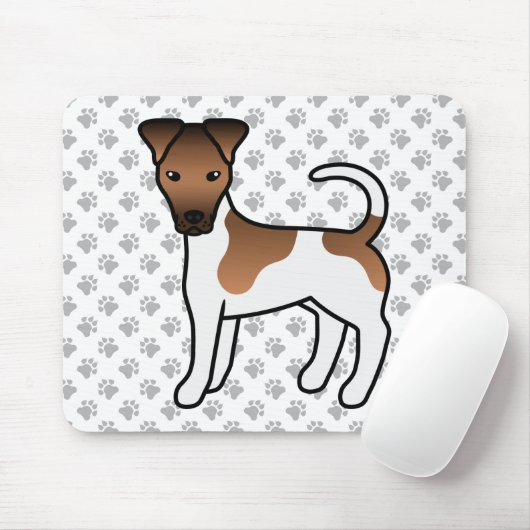 White and Tan Smooth Fox Terrier Niedlicher Cartoo Mousepad (Mit Mouse)