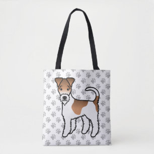 White and Tan Wire Fox Terrier Niedlicher Cartoon Tasche