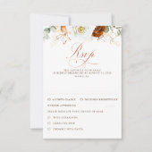 White and Terracotta Flowers Wedding RSVP Karte (Vorderseite)