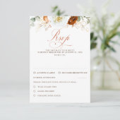 White and Terracotta Flowers Wedding RSVP Karte (Stehend Vorderseite)