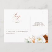 White and Terracotta Wedding RSVP Postcard Postkarte (Rückseite)
