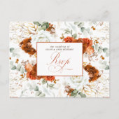 White and Terracotta Wedding RSVP Postcard Postkarte (Vorderseite)