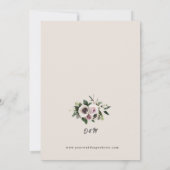 White Anemone auf Cameo Beige Wedding Einladung (Rückseite)