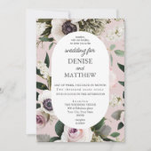 White Anemone auf Mauve Chalk Wedding Einladung (Vorderseite)