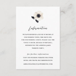 White Anemone Blume Hotel Informationen Hochzeit Begleitkarte