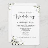 White Anemone Blume Vintage Hochzeit Einladung (Vorne/Hinten)