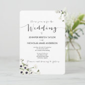 White Anemone Blume Vintage Hochzeit Einladung (Stehend Vorderseite)