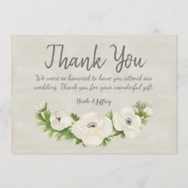 White Anemone BlumenWedding Dankeschön Karte