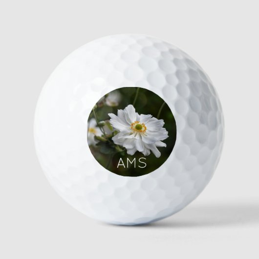 White Anemone Garden Blume Persönliche Initialen Golfball (Vorderseite)