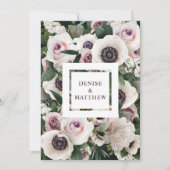 White Anemone über Smarald Green Save the Date Einladung (Vorderseite)