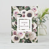 White Anemone über True Black Save the Date Invi Einladung (Stehend Vorderseite)