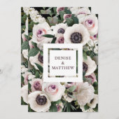 White Anemone über True Black Save the Date Invi Einladung (Vorne/Hinten)