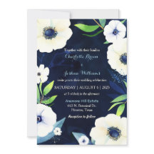 White Anemones Navy Blue Wedding