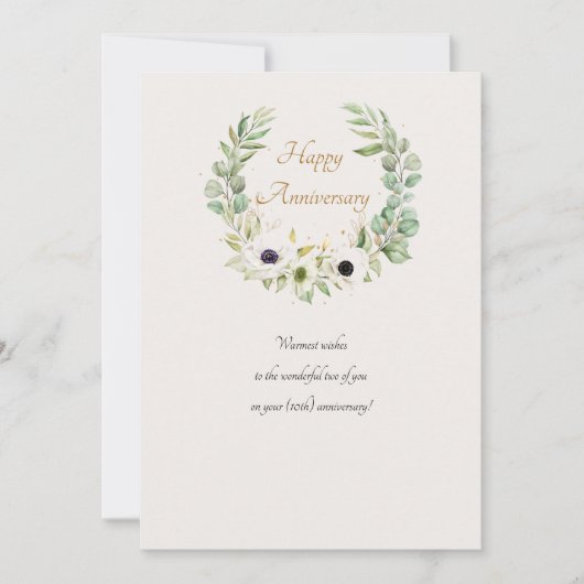 White Anemones Wreath Card Einladung (Vorderseite)