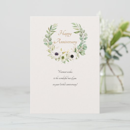 White Anemones Wreath Card Einladung (Stehend Vorderseite)