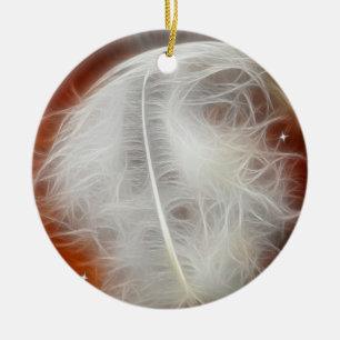 White Angel Feather Keramik Ornament
