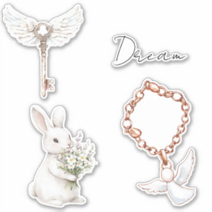 White Angel Feathers Key Aufkleber