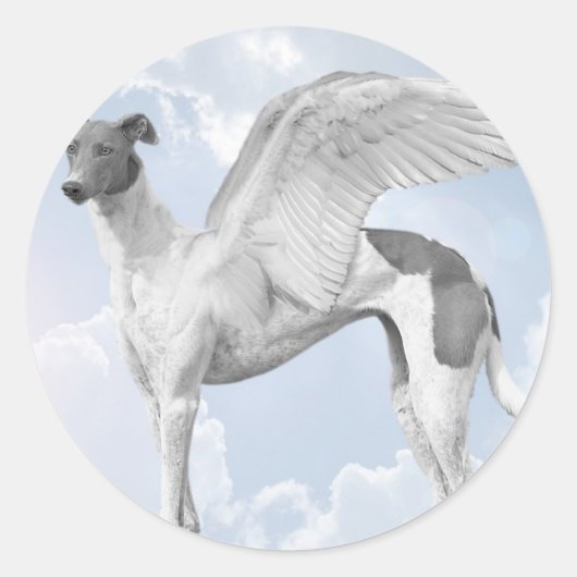 White Angel Greyhound Runder Aufkleber (Vorderseite)