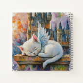 White Angel Kitten Watercolor Spiral Notebook Notizblock (Rückseite)