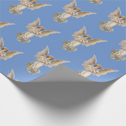 White Angel Light Blue Wrapping Paper Geschenkpapier (Ecke)