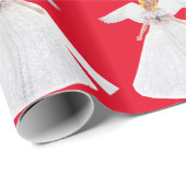 White Angel Red Wrapping Paper Geschenkpapier (Rolleneckpunkt)