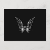 White Angel Wings auf schwarzem Hintergrund Postkarte (Vorderseite)