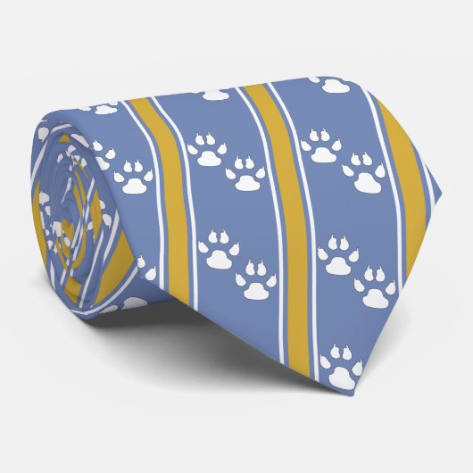 White Animal Paw Claw Prints Team Sports Necktie Krawatte (Gerollt)