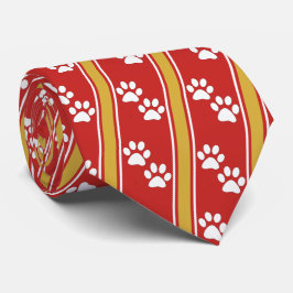 White Animal Paw Prints Team Sports Necktie Krawatte
