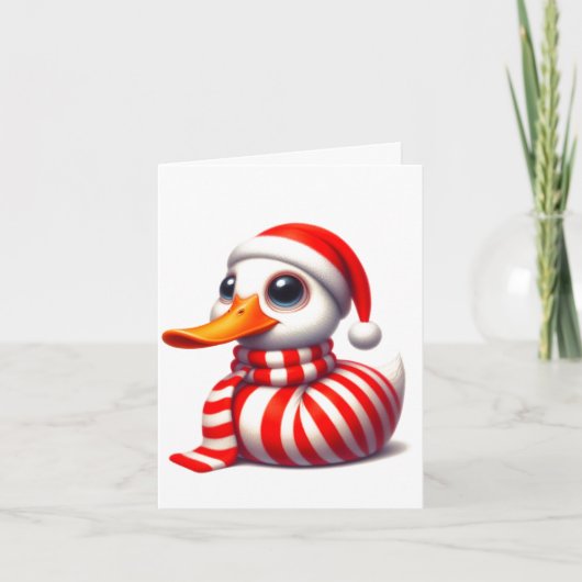 White Animated Duck Christmas Card Karte (Vorderseite)