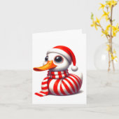 White Animated Duck Christmas Card Karte (Gelbe Blume)