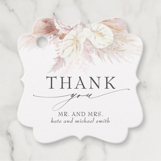 White Anthurium Blume Hochzeit Danke Geschenkanhänger (Vorderseite)