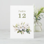 White apple blossom flower Table Number table sign Einladung (Stehend Vorderseite)