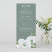 White Apple Blossom Menu Wedding Einladung (Stehend Vorderseite)