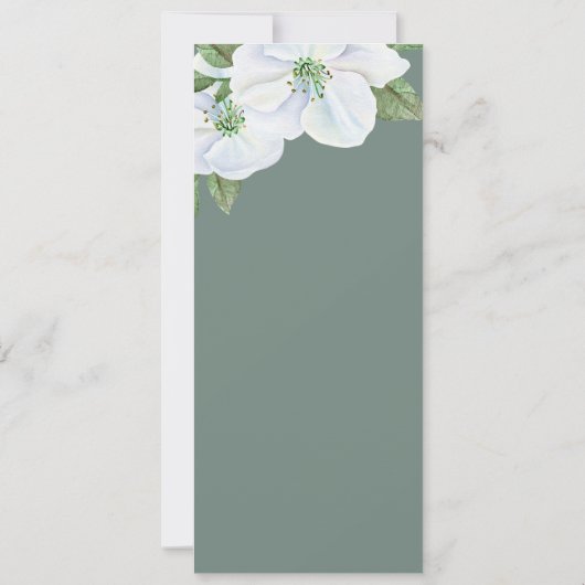 White Apple Blossom Menu Wedding Einladung (Rückseite)