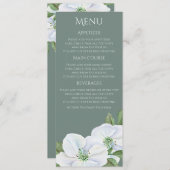 White Apple Blossom Menu Wedding Einladung (Vorne/Hinten)