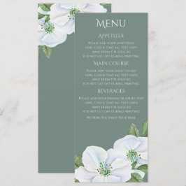White Apple Blossom Menu Wedding Einladung