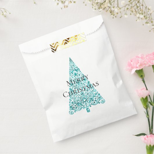 White Aqua Blue Christmas Tree Geschenktütchen (Versiegelt)