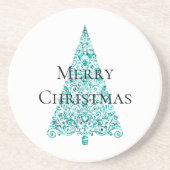 White Aqua Blue Christmas Tree Getränkeuntersetzer (Vorne)